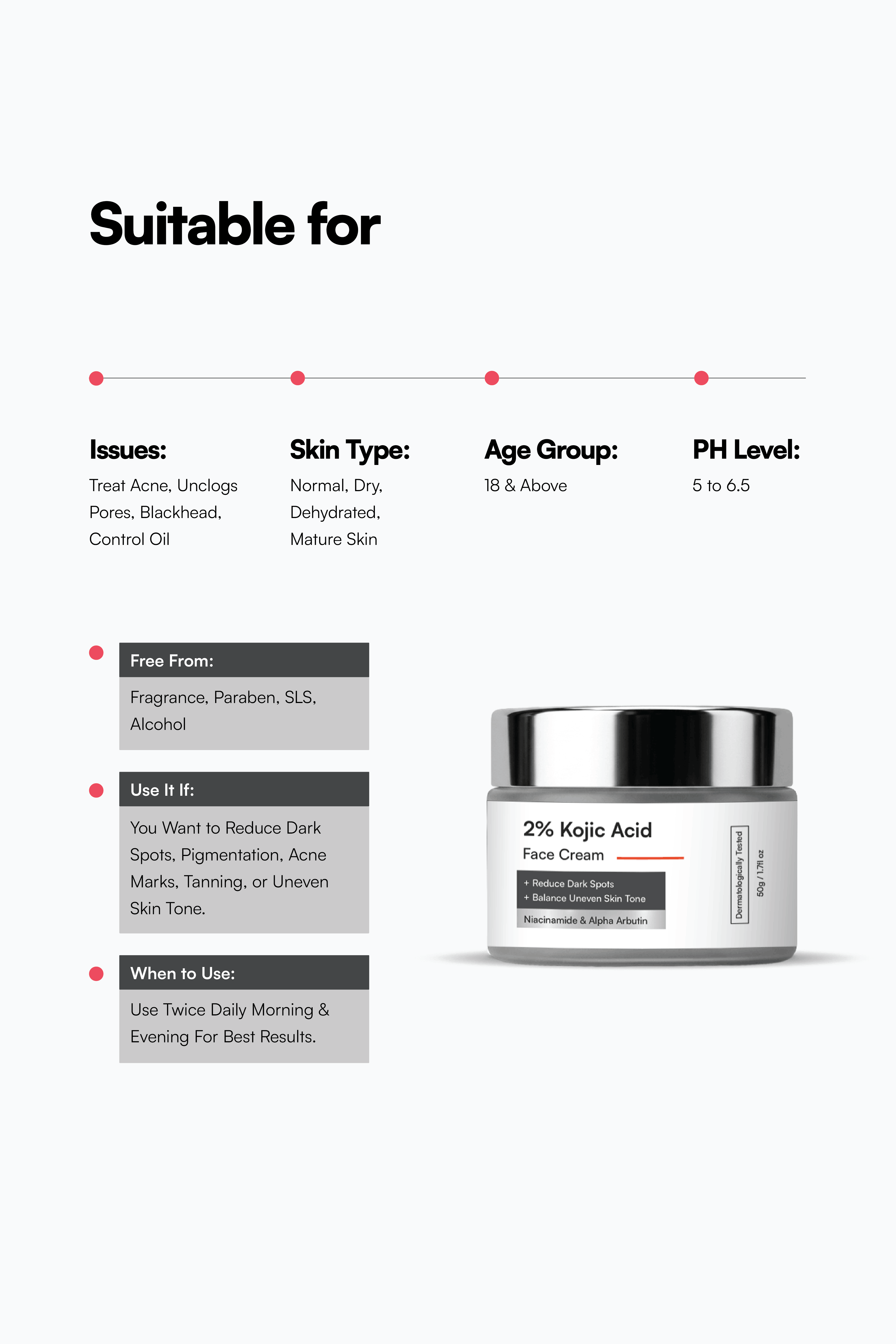 Kojic Acid Face Cream Suitable For