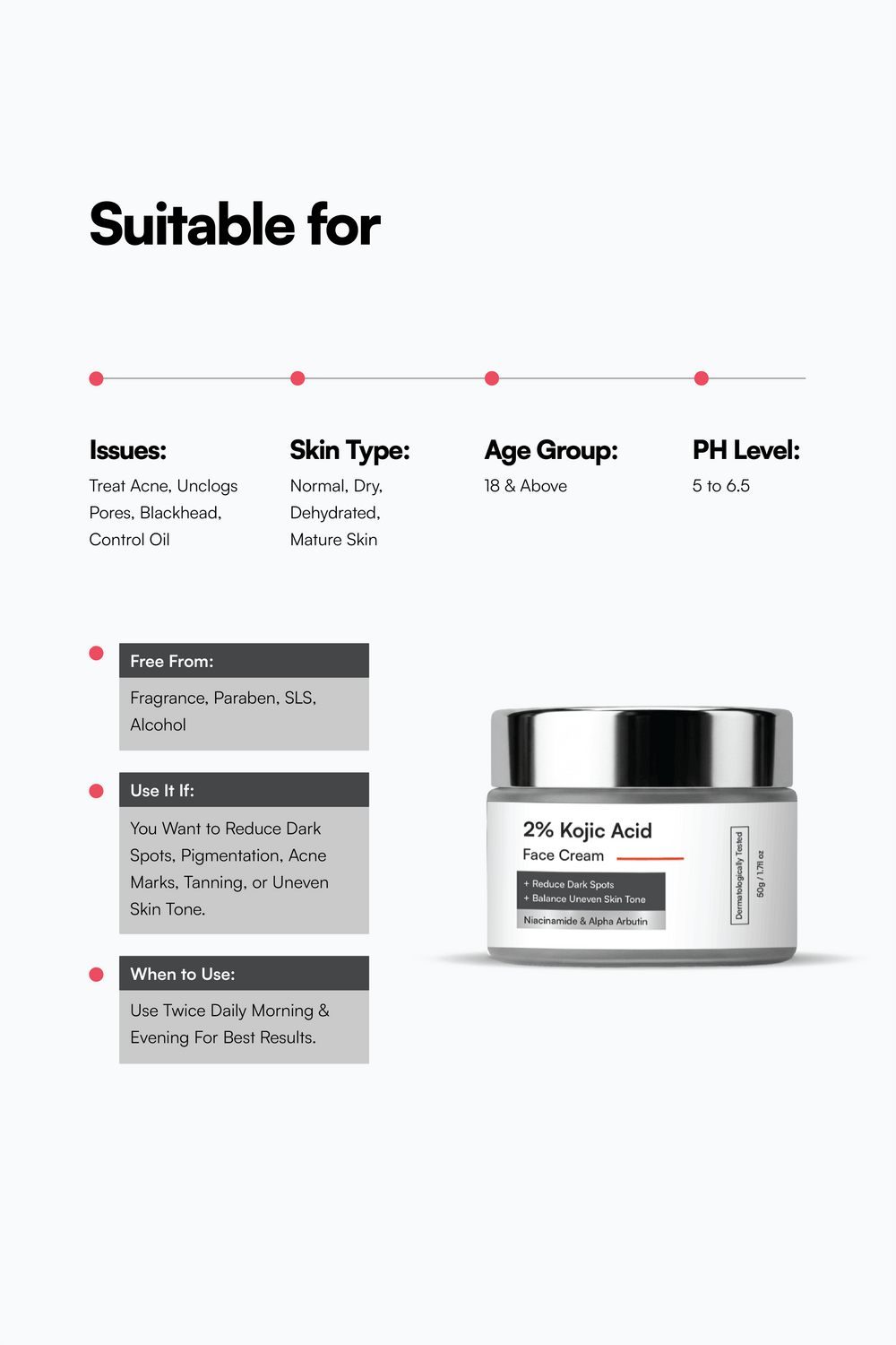Kojic Acid Face Cream Suitable For