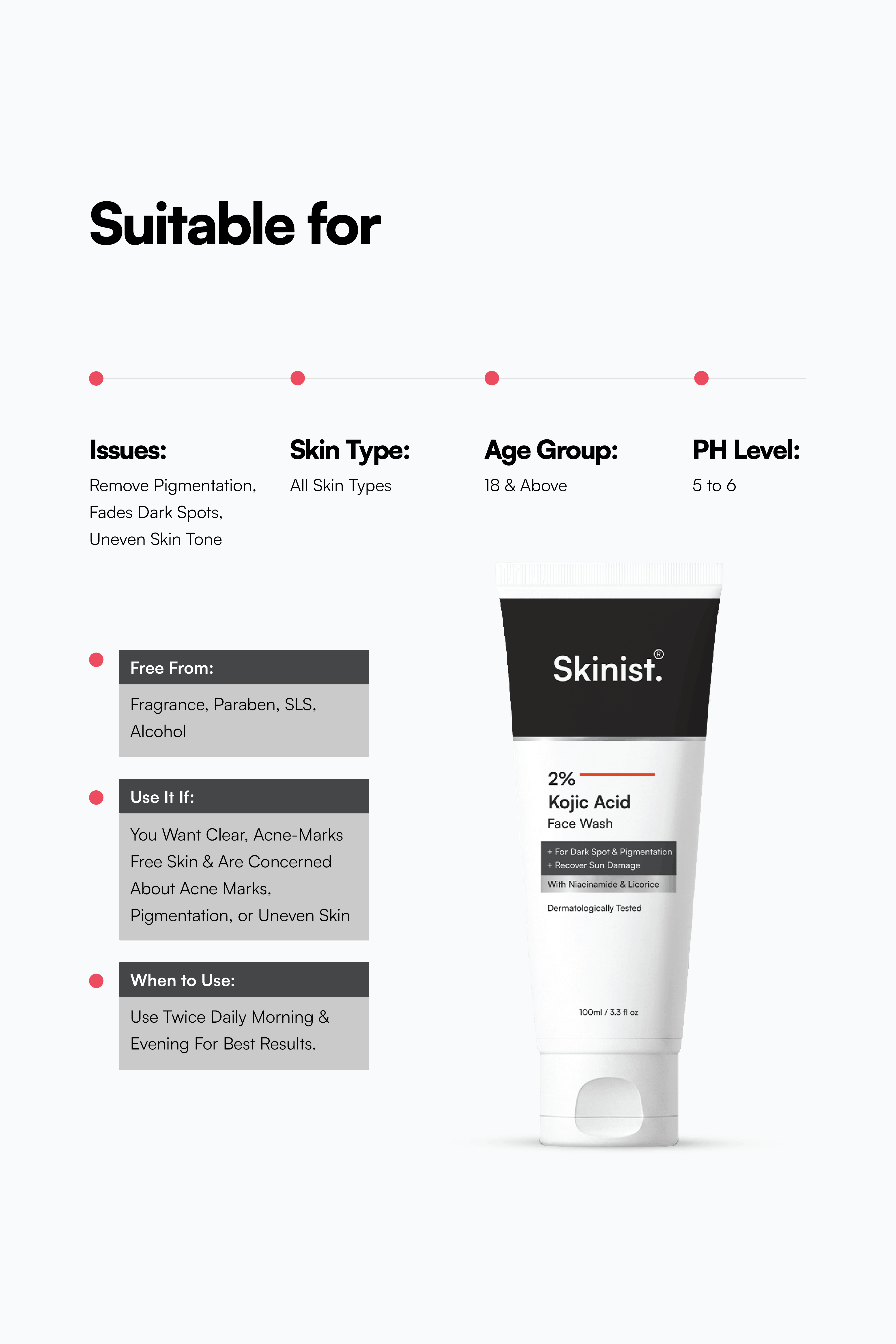 Kojic Acid Face Wash Suitable For
